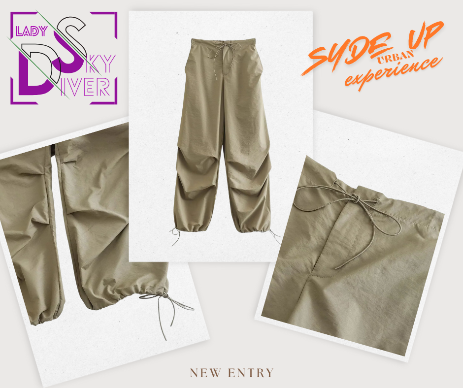 LADY SKY DIVER - Pantalone Cargo Paracadute Moda Donna Vintage