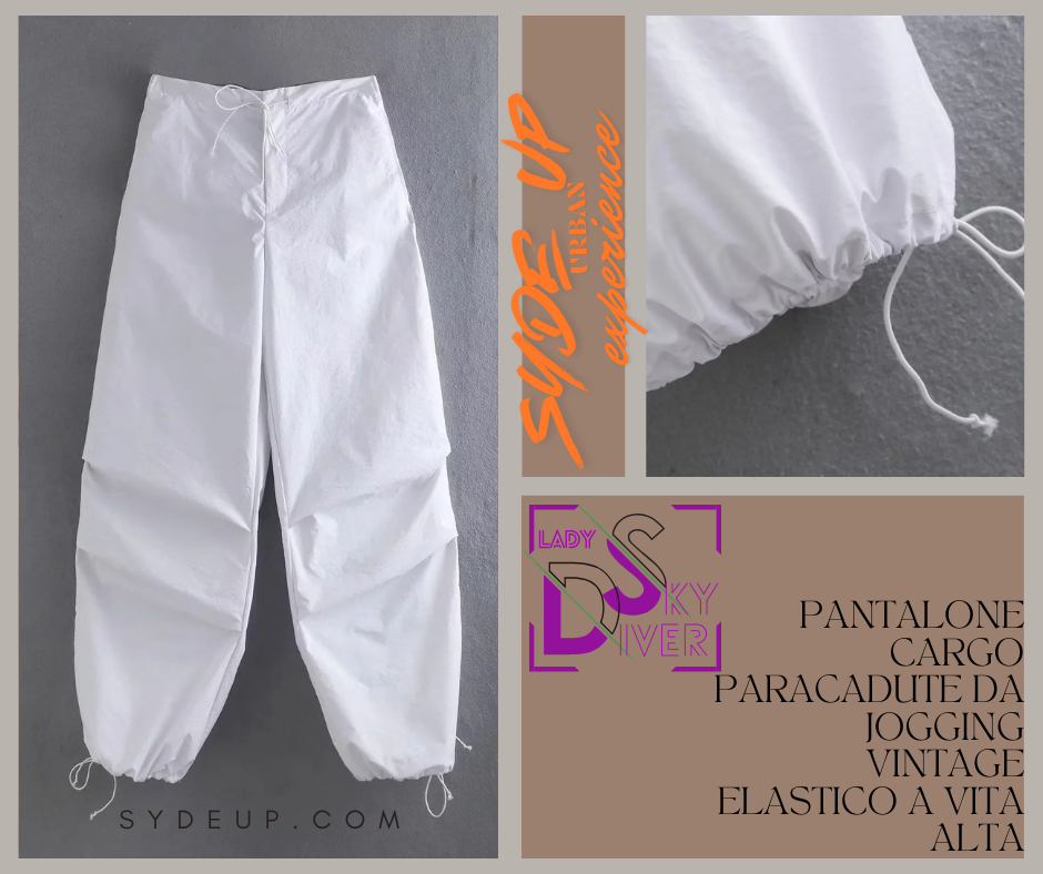 LADY SKY DIVER - Pantalone Cargo Paracadute Moda Donna Vintage