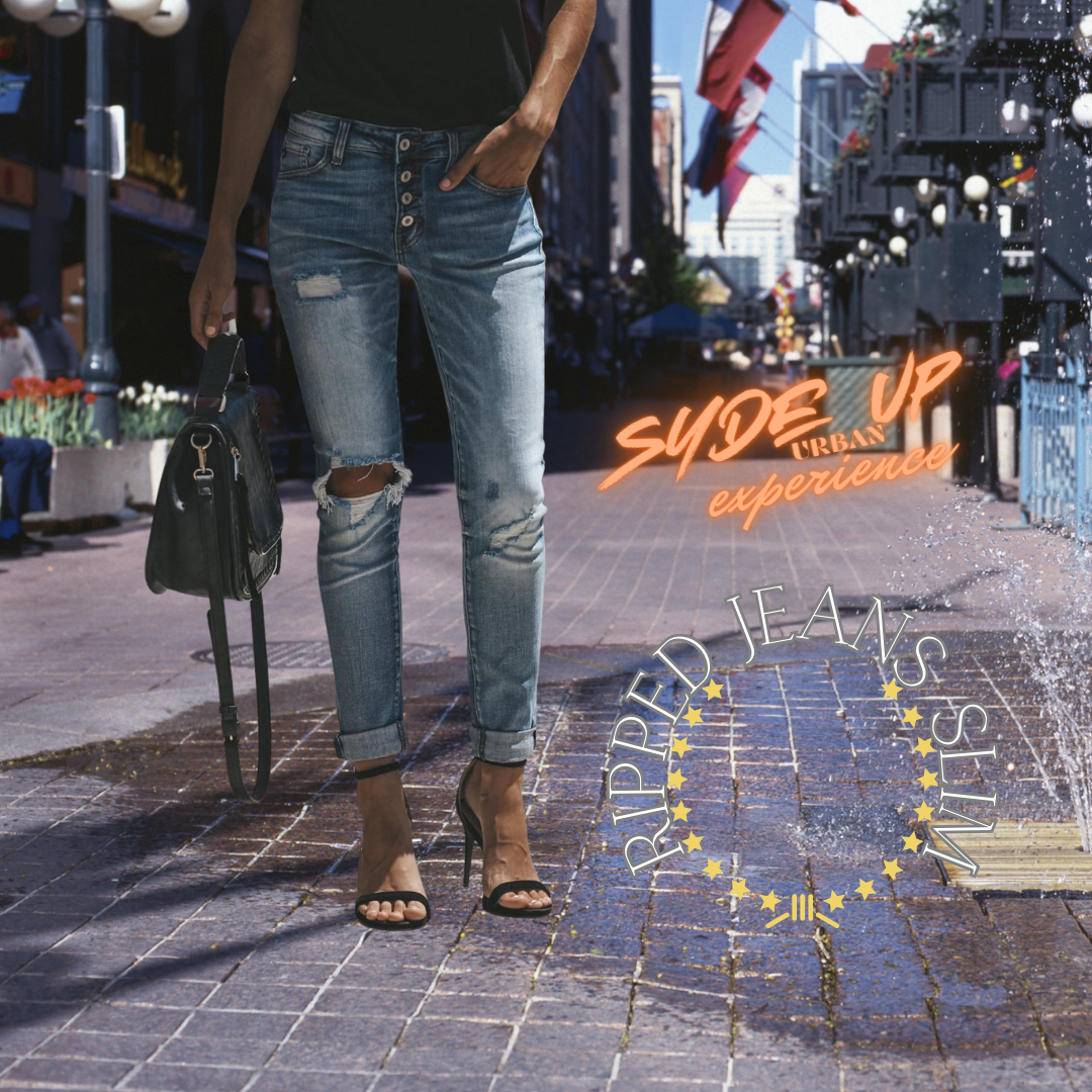 Jeans donna retrò "RIPPED JEANS SLIM"