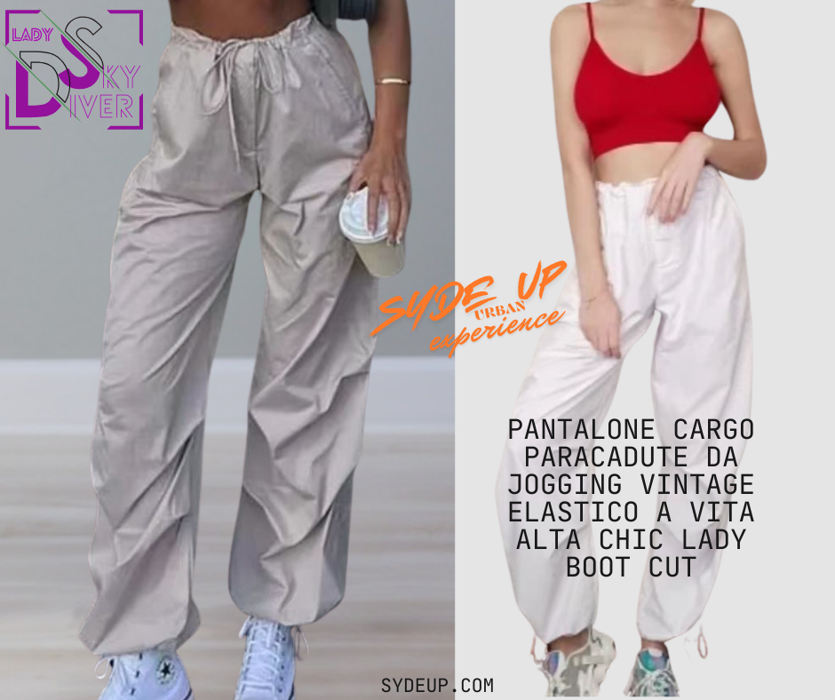 LADY SKY DIVER - Pantalone Cargo Paracadute Moda Donna Vintage
