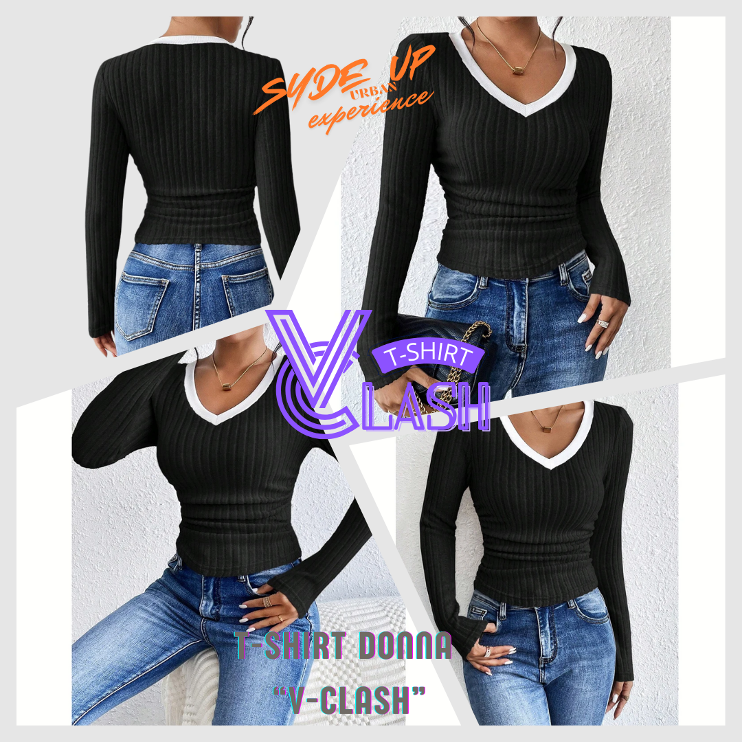 T-shirt Donna "V-CLASH" manica lunga