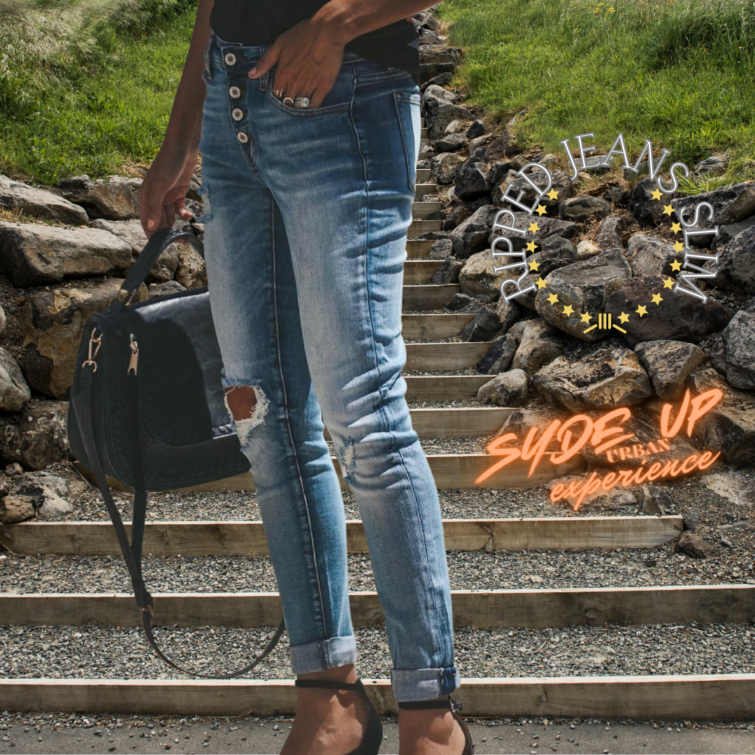 Jeans donna retrò "RIPPED JEANS SLIM"