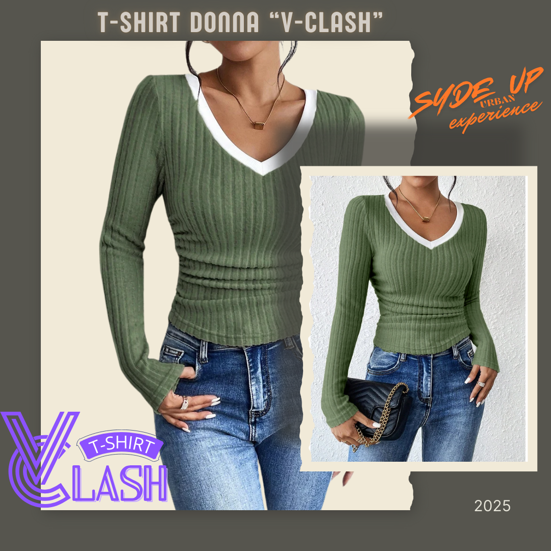 T-shirt Donna "V-CLASH" manica lunga