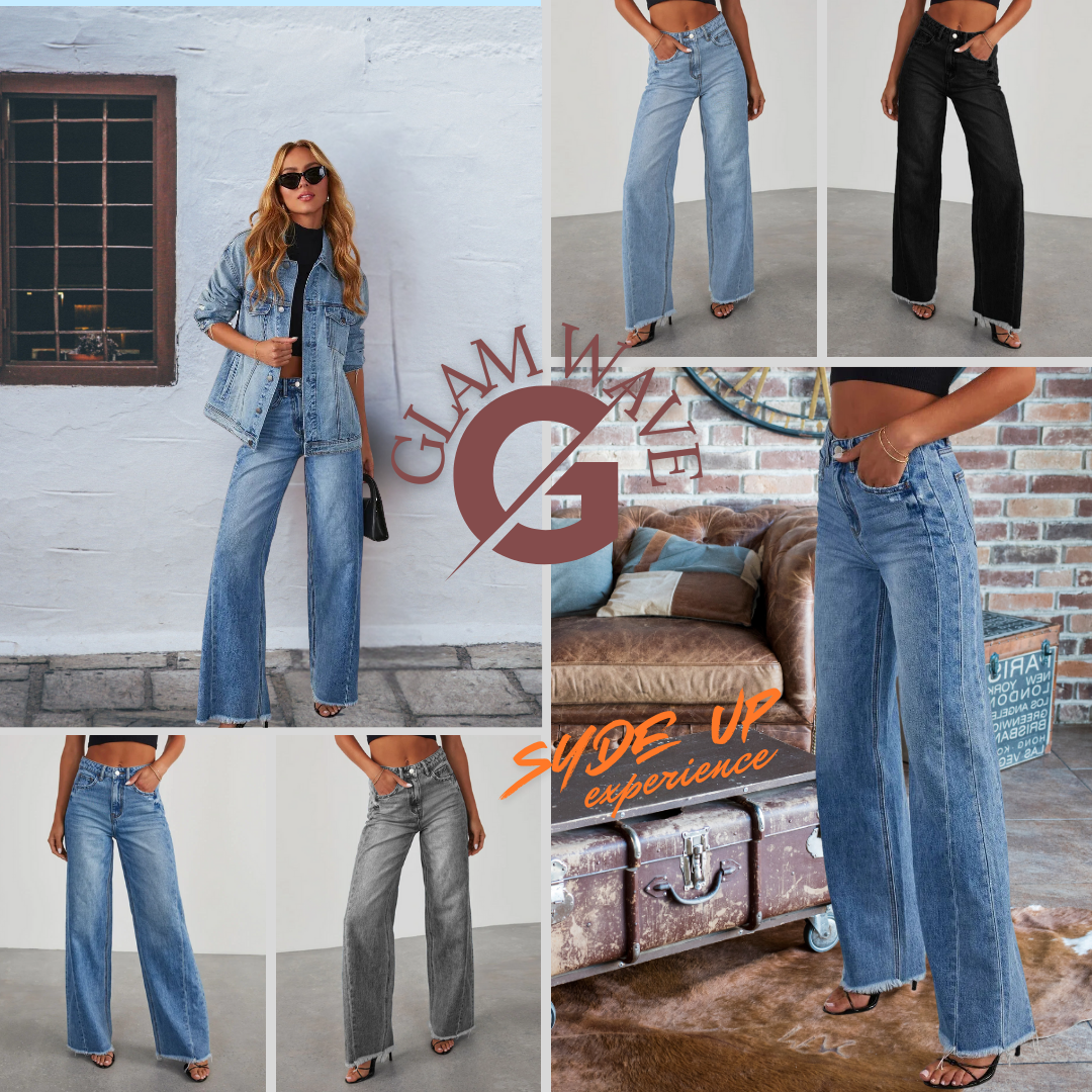 Jeans Large donna "GLAM WAVE" orli sfilacciati