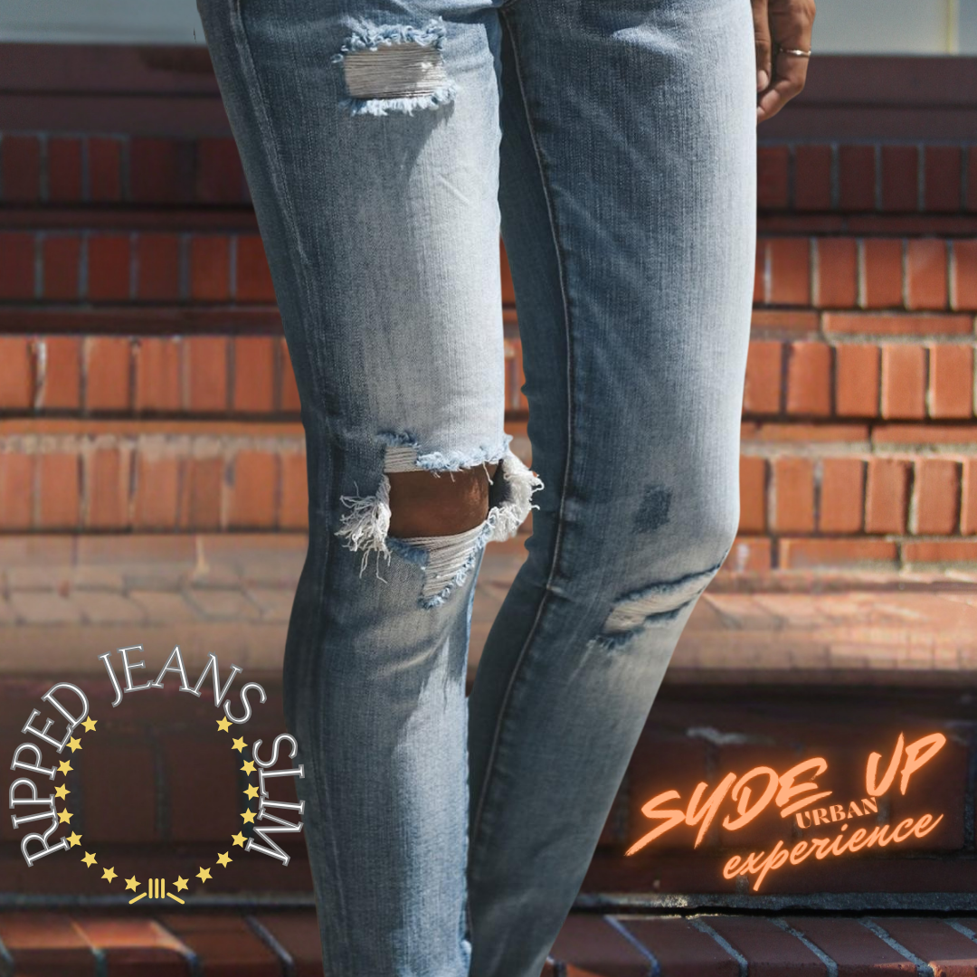 Jeans donna retrò "RIPPED JEANS SLIM"