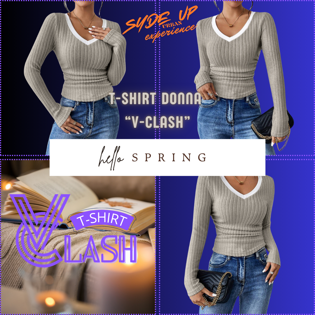 T-shirt Donna "V-CLASH" manica lunga