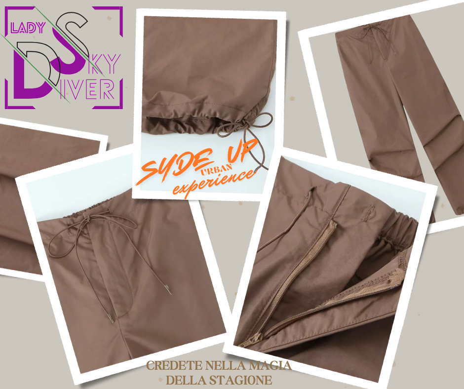 LADY SKY DIVER - Pantalone Cargo Paracadute Moda Donna Vintage