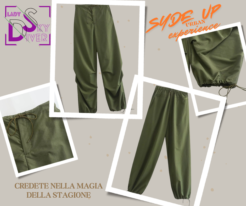 LADY SKY DIVER - Pantalone Cargo Paracadute Moda Donna Vintage