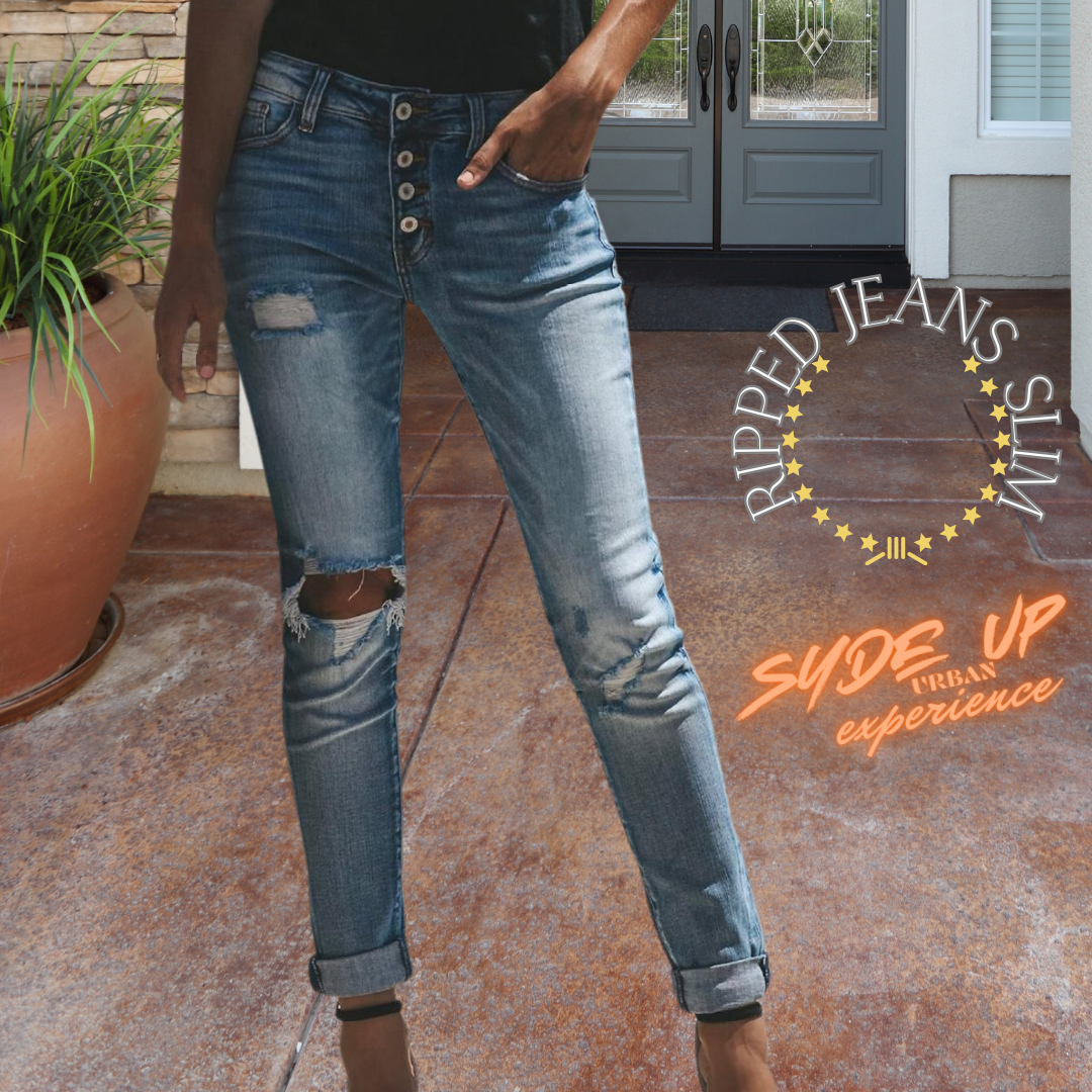 Jeans donna retrò "RIPPED JEANS SLIM"