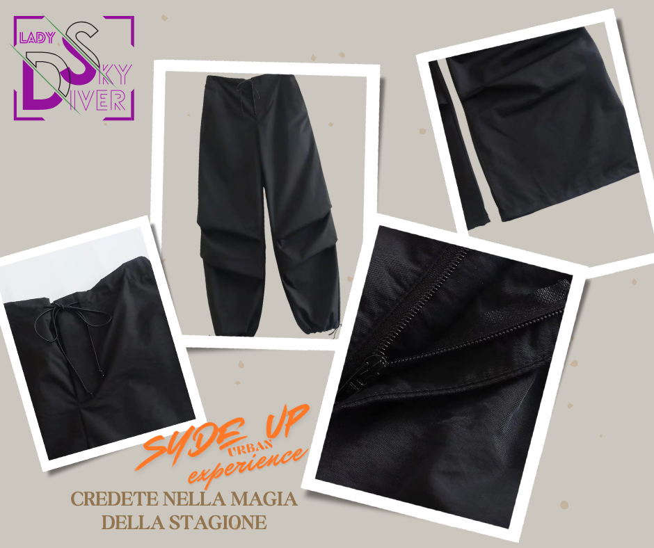 LADY SKY DIVER - Pantalone Cargo Paracadute Moda Donna Vintage