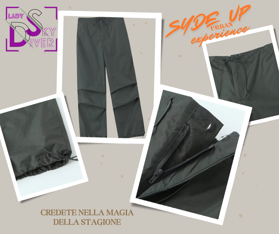 LADY SKY DIVER - Pantalone Cargo Paracadute Moda Donna Vintage