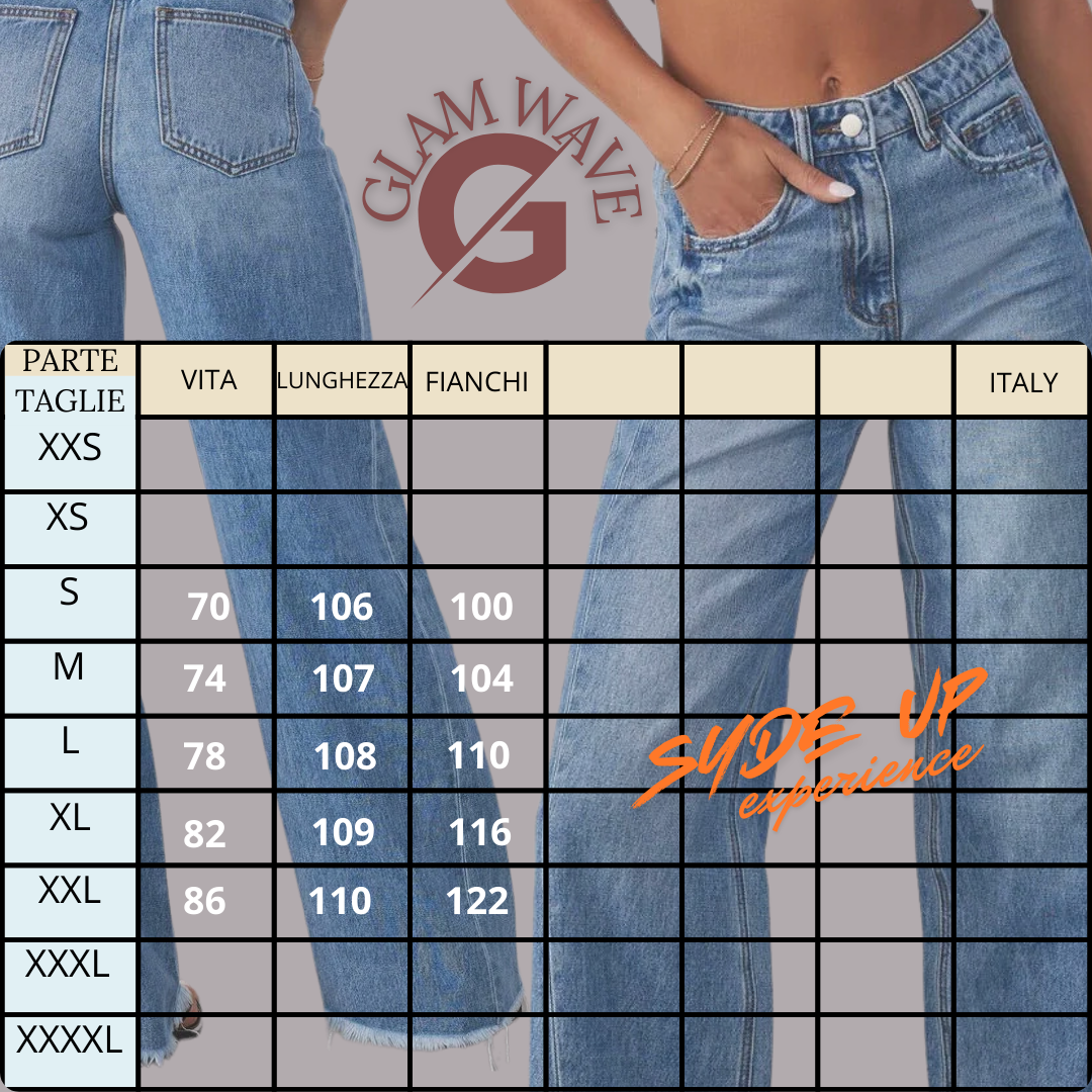 Jeans Large donna "GLAM WAVE" orli sfilacciati