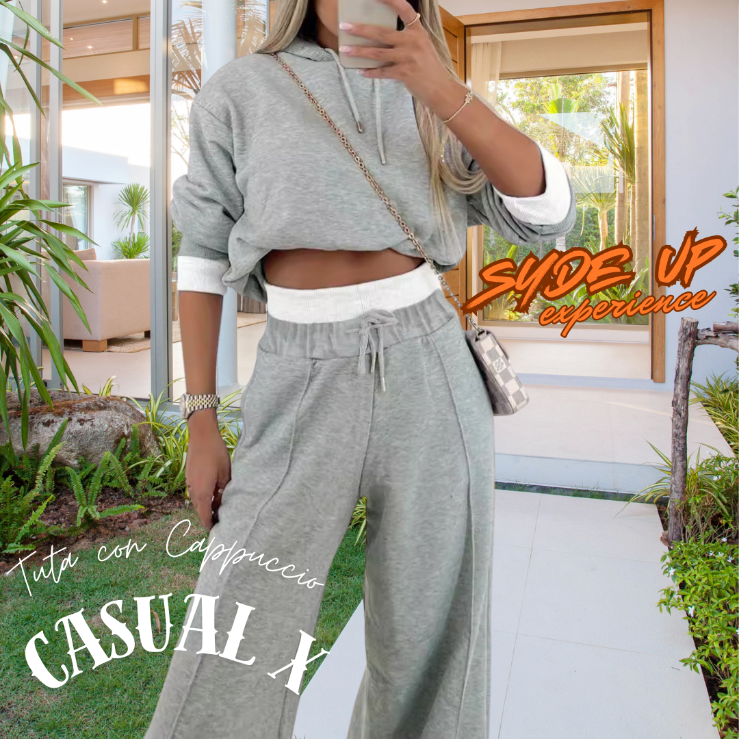 TUTA -Casual X- Felpa con cappuccio+Pantaloni a gamba larga