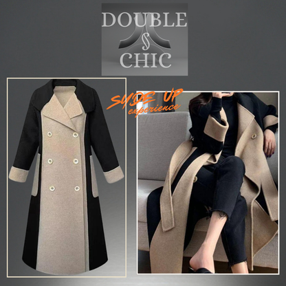 "DOUBLE CHIC" Women's double-breasted double-face turn-down collar coat