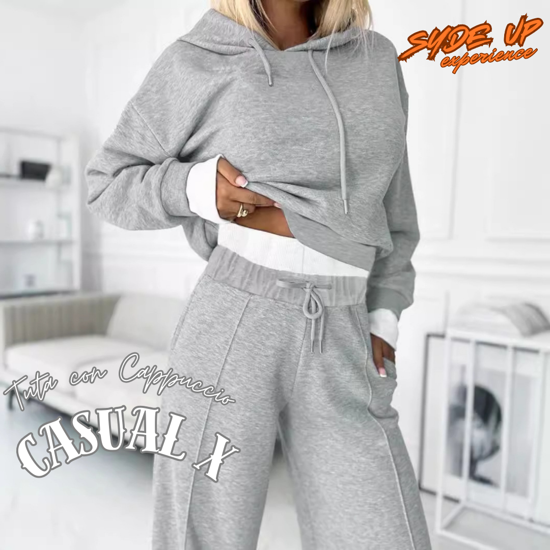 TUTA -Casual X- Felpa con cappuccio+Pantaloni a gamba larga