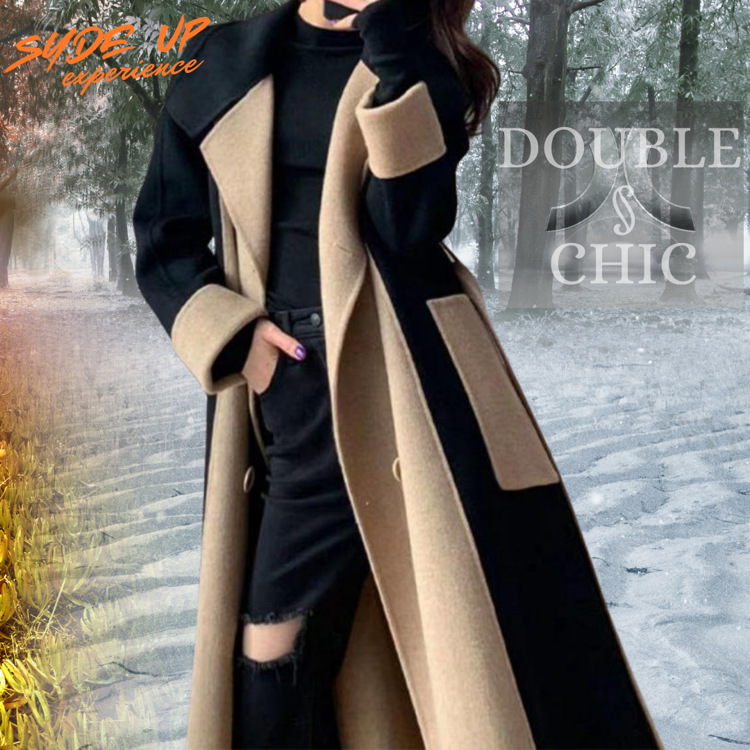 "DOUBLE CHIC" Women's double-breasted double-face turn-down collar coat