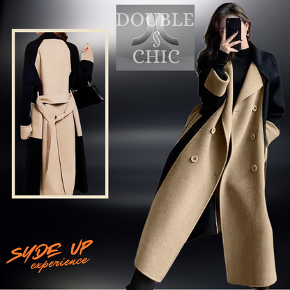 "DOUBLE CHIC" Women's double-breasted double-face turn-down collar coat