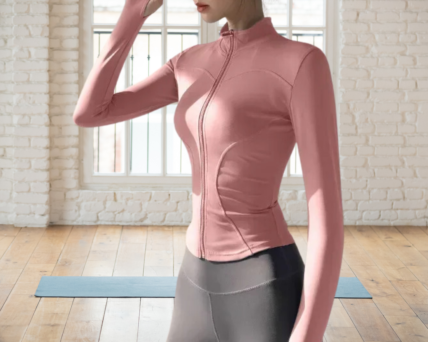 Women's Sportswear Fitness Top Jacket Running Yoga Gym Long Sleeve Fingerless